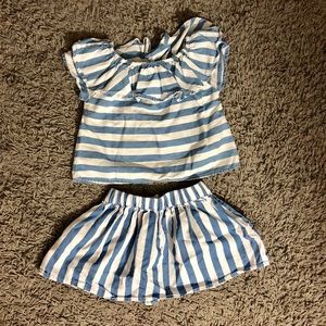 Zara Girl’s White & Blue Striped Coordinating Set